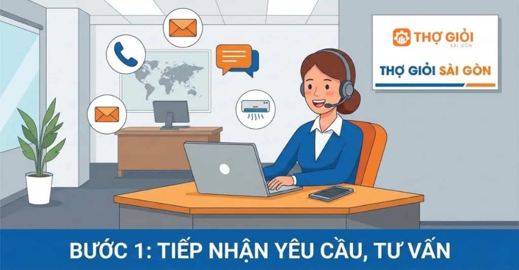 Bước 1: Tiếp nhận yêu cầu, tư vấn