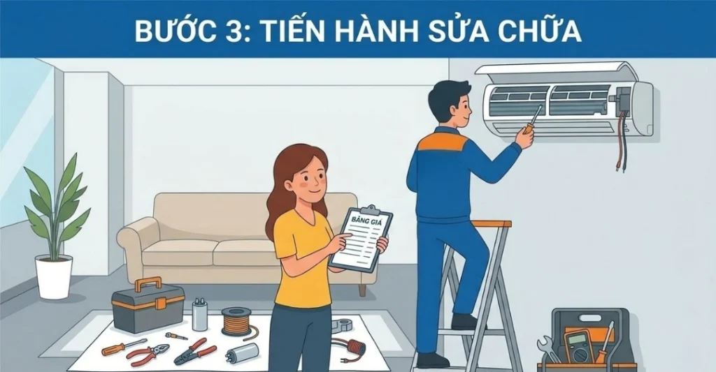 Bước 3: Tiên hành sửa chữa
