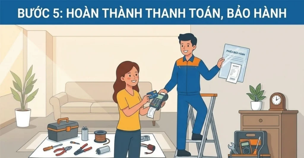Bước 5: Hoàn thành thanh toán, bảo hành
