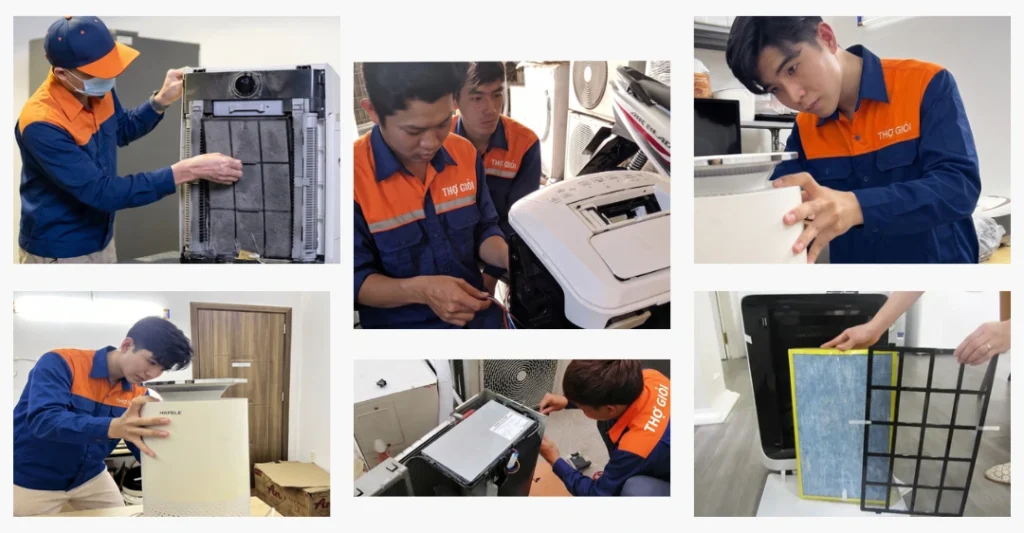 Hình ảnh sửa chữa máy lọc không khí thực tế