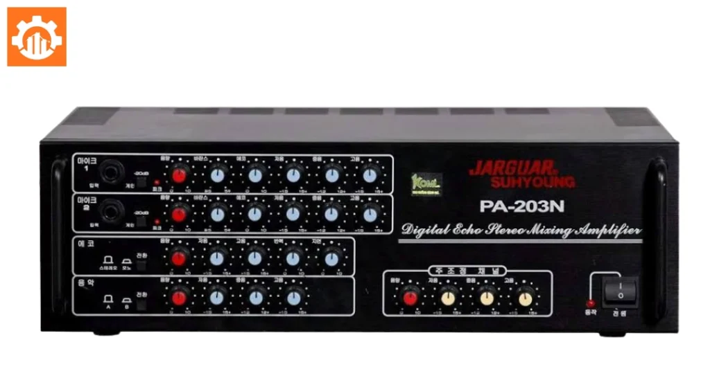 Cấu trúc các cụm núm vặn trên mặt trước amply karaoke