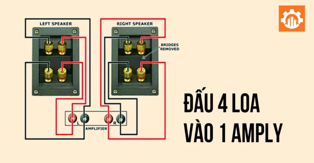 3 cách đấu 4 loa vào 1 amply Jarguar 203N chi tiết