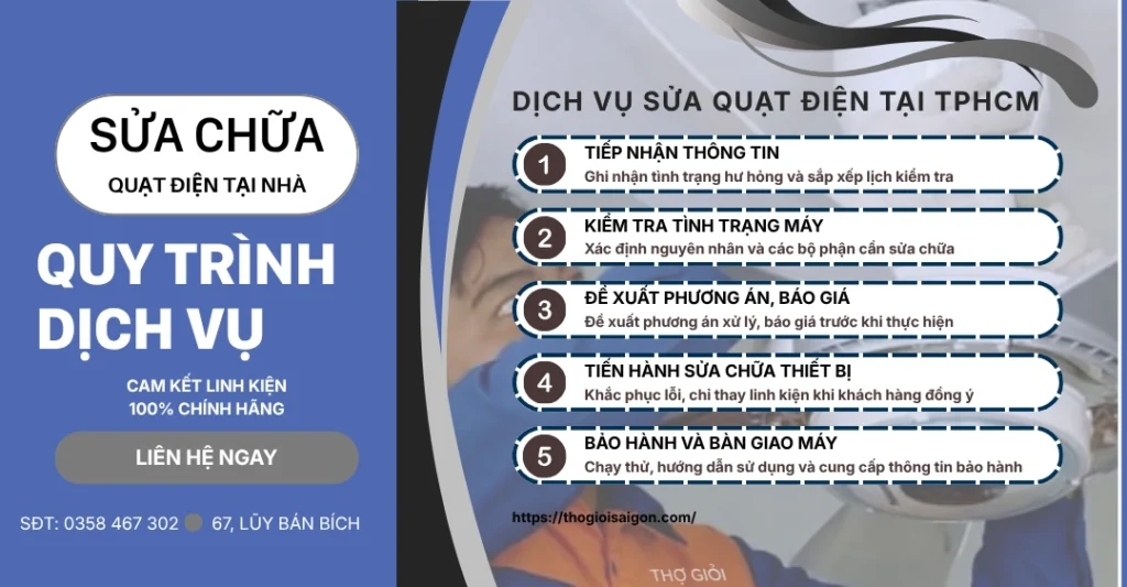 Quy trình 5 bước sưa quạt điện quận 11 chuyên nghiệp tại Thợ Giỏi Sài Gòn